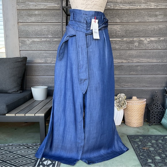 Standards & Practices Super Wide Leg Belted Tencel Pants Size 3X Rinse Color - Picture 2 of 7